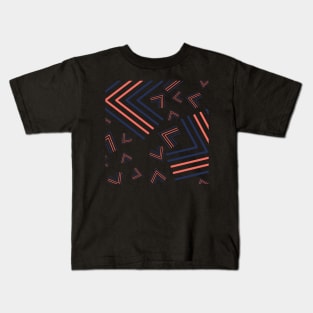 Blue and Coral abstract pattern Kids T-Shirt